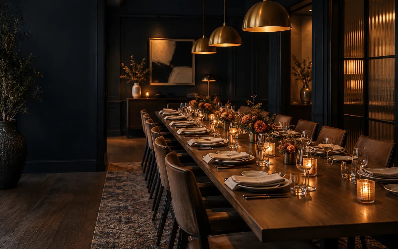 An intimate dinner table prepared for Dental Dinner Club guests